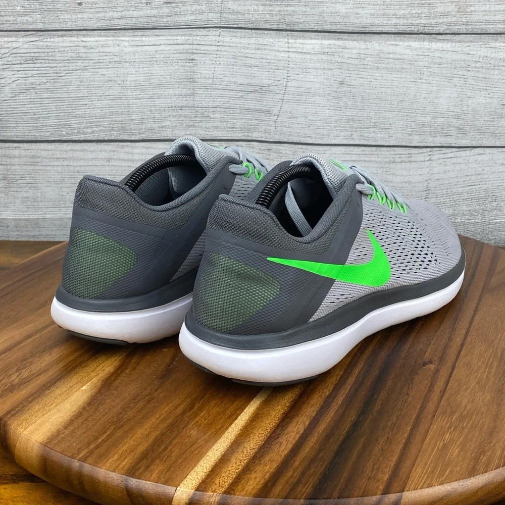 Nike Flex 2016 RN Gray Lime Green Trainer Running Shoe 830369-008 Men’s Size 11